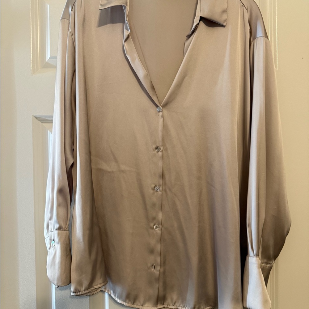 Zara Beige Silky Women's Blouse